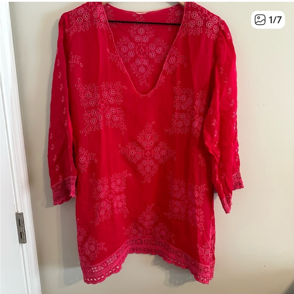 Johnny Was HOT 🩷Pink🩷 Eyelet Embroidered Tunic L/XL?